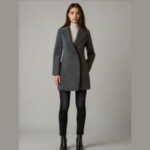 Jones New York Women’s Wool Peacoat Single Breasted Charcoal Gray Mid Length VTG